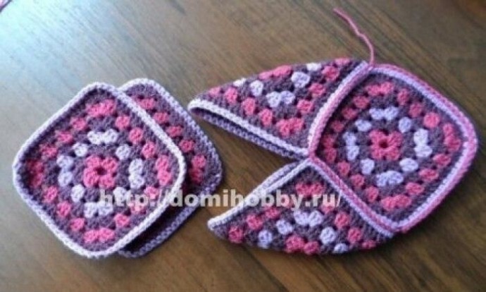 Вязание следков из квадратов