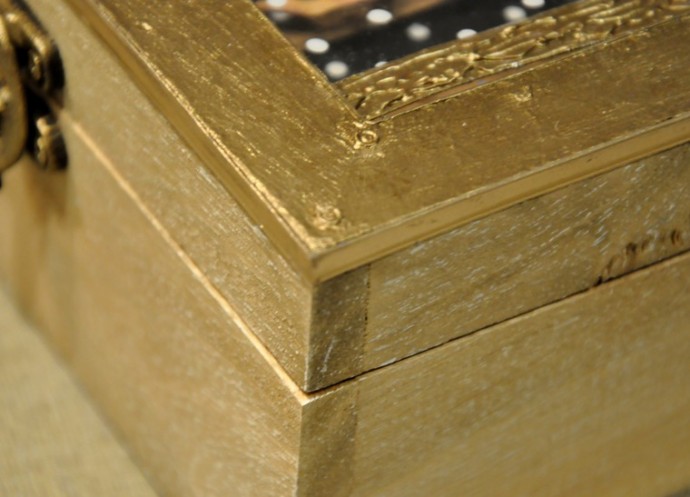 Декор шкатулки с двойной крышкой "Золотой волшебный лес": часть 3