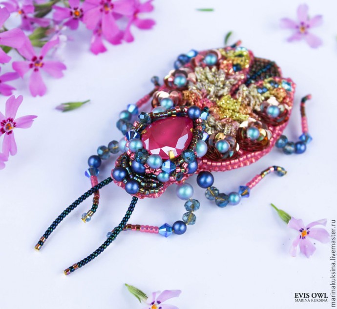 Создаем брошь жучка "Цветочник": часть 7