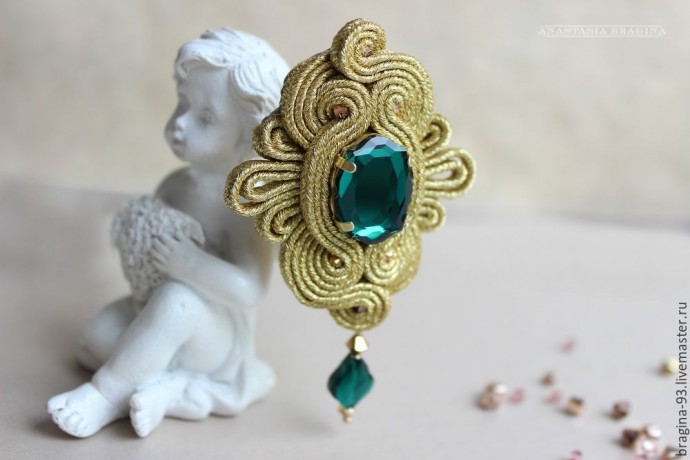 ​Создаем брошь из сутажа и кристаллов Swarovski: часть 2