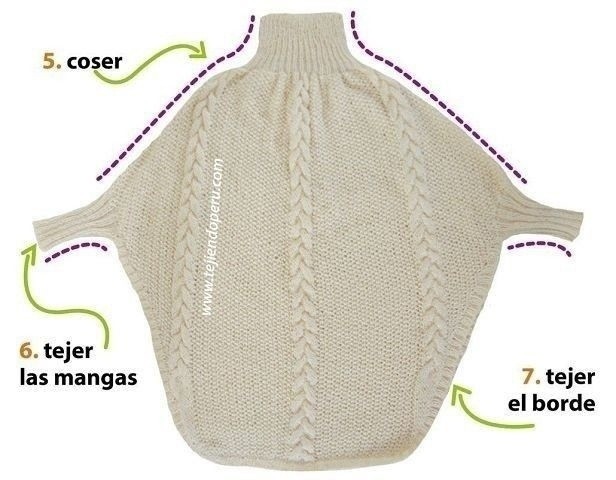 ​Вяжем пуловер-пончо