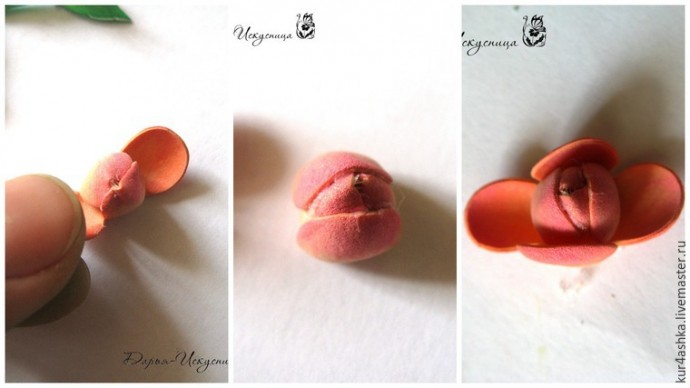 Декорируем свечу для семейного очага с цветами из фоамирана: часть 3