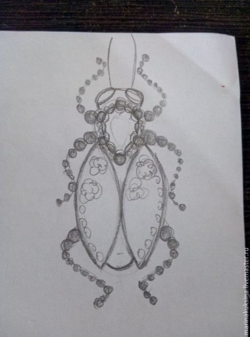 Создаем брошь жучка "Цветочник": часть 1