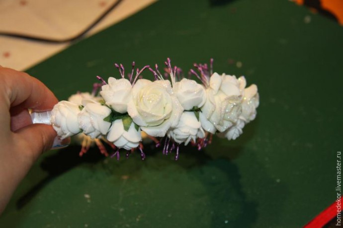 Декорируем ободок для волос "Нежная роза"