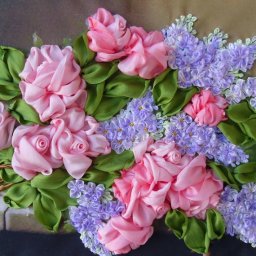 Вышиваем шикарную сирень лентами: часть 2