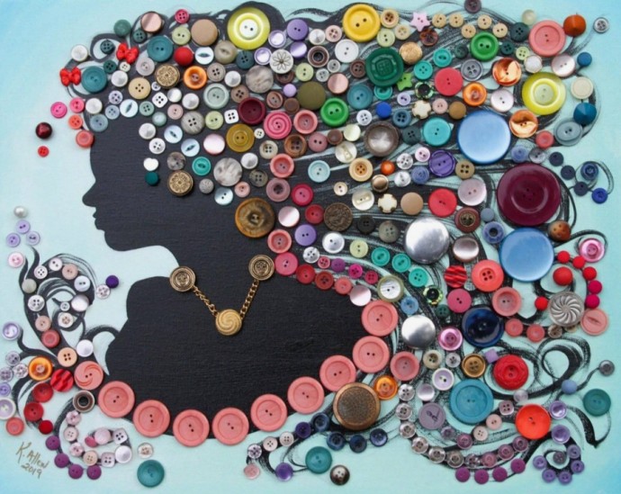 Панно из пуговиц и бисера Панно из пуговиц и бисера