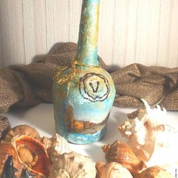 Делаем праздничную бутылочку с двусторонним декупажем: часть 1