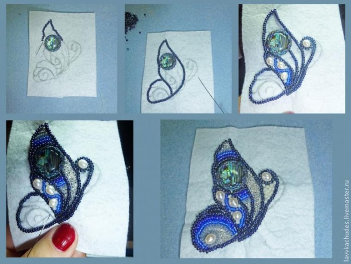 Вышивка бисером и жемчугом: брошь "Холодное лето" Вышивка бисером и жемчугом: брошь "Холодное лето"