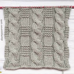 ​Узор с косами и платочной вязкой