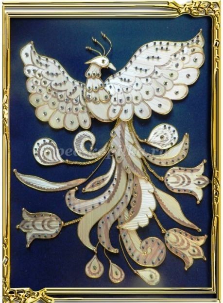 Декоративное панно "Жар-птица" из соломки: часть 6