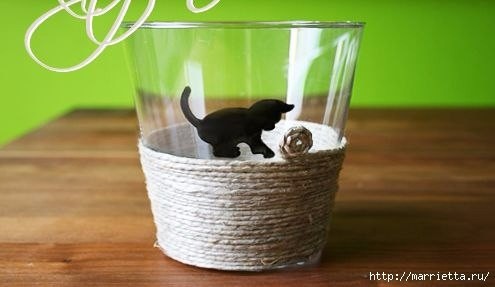 ​Декорируем стакан кошкой