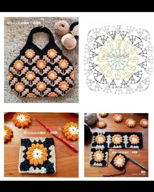 Сумочка крючком из мотивов Сумочка крючком из мотивов