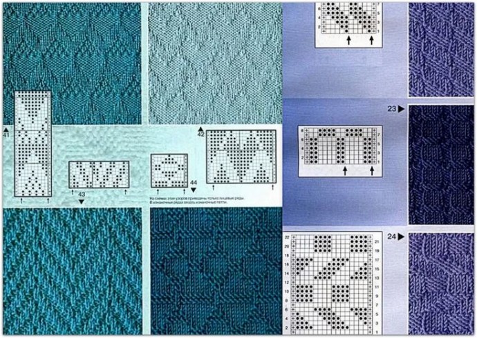 Красивые узоры из лицевых и изнаночных петель