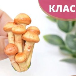 Милая брошь с опятами из полимерной глины