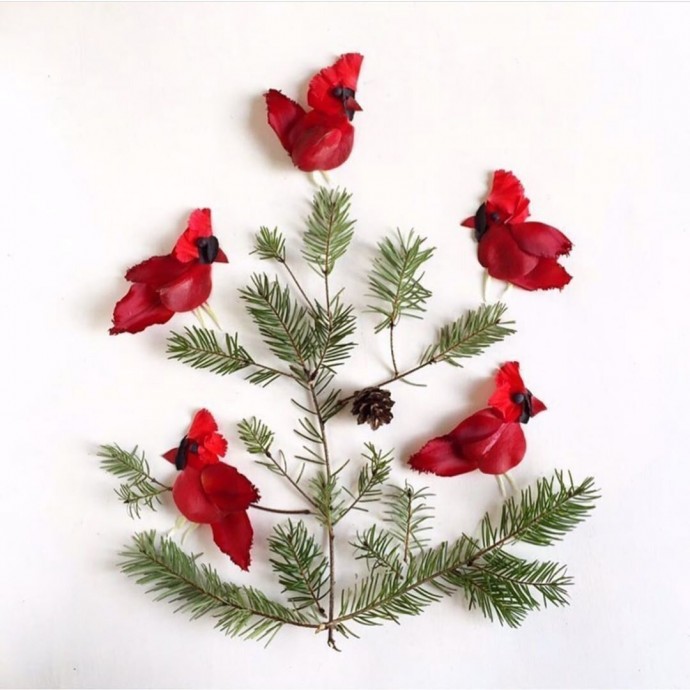 Прекрасные работы из лепестков цветов и листьев Прекрасные работы из лепестков цветов и листьев