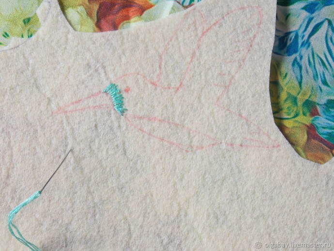 ​Брошь бирюзовая колибри: сочетание вышивки и бисера, часть 1