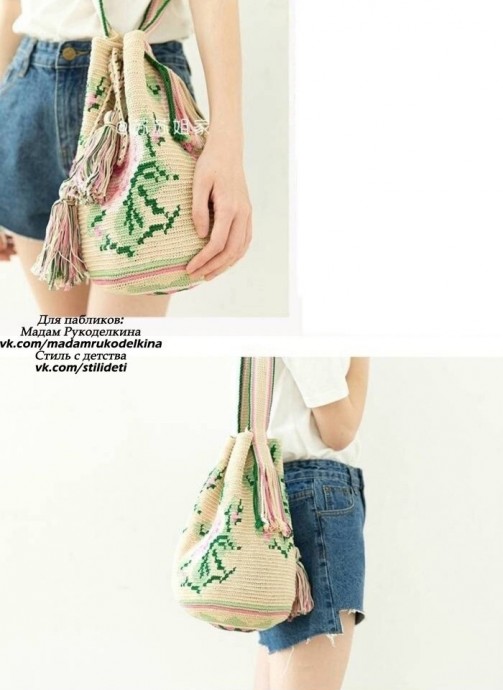 ​Вяжем крючком сумку-котомку