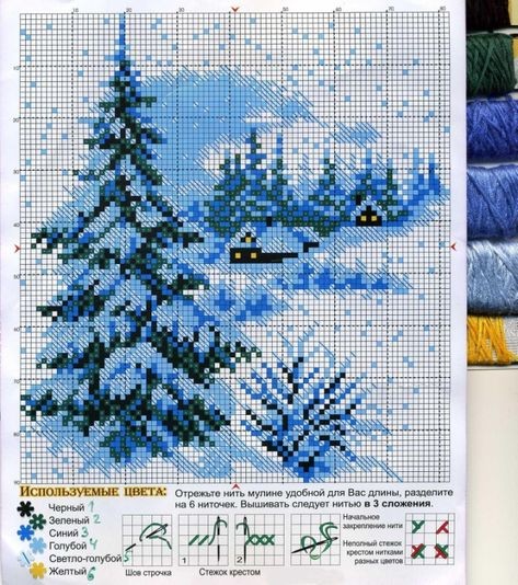 Вышиваем зимние картины: часть 3