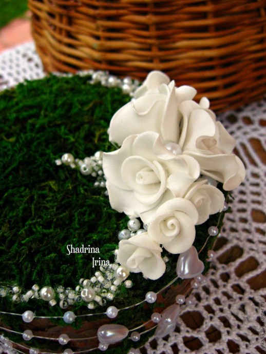 Делаем оригинальную подушечку для обручальных колец с применением природных материалов