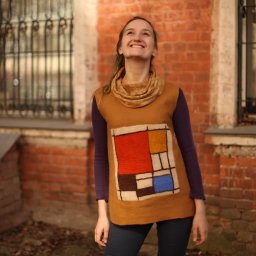 Войлочная геометрия: валяем свитер без рукавов прямого кроя с воротником "хомут", часть 4