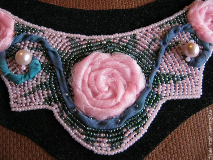 ​Вышиваем колье "Розовое утро": часть 2
