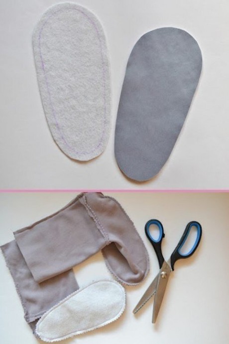 ​Шьем из флиса домашние сапожки-зайчиков