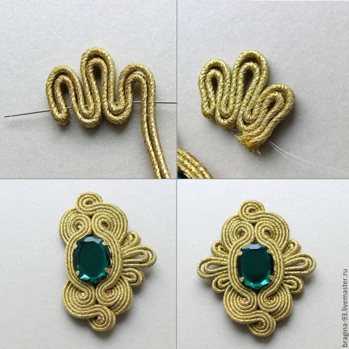 ​Создаем брошь из сутажа и кристаллов Swarovski: часть 2