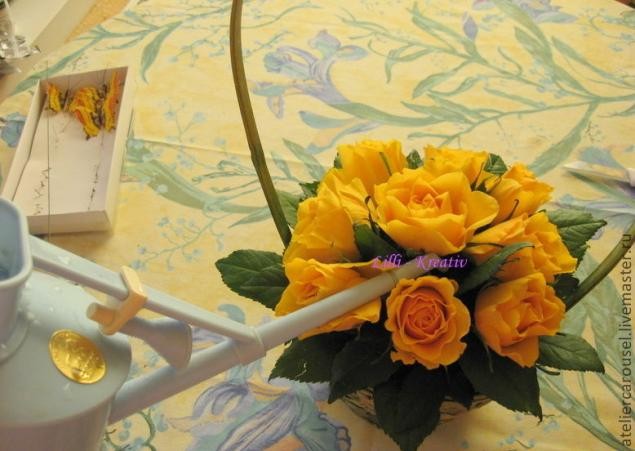 Корзинка с розами: простой вариант