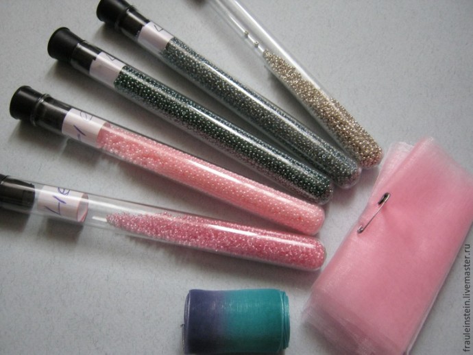 Вышиваем колье "Розовое утро": часть 1