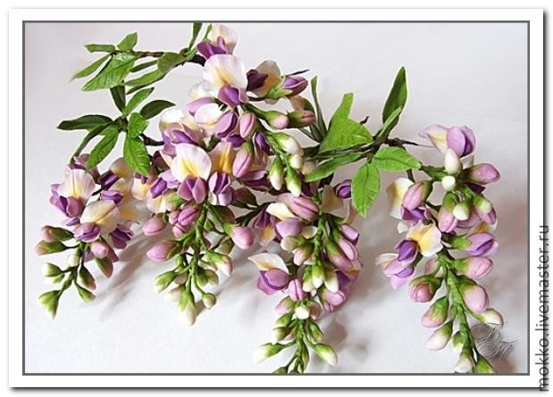 Лепка глицинии из полимерной глины: часть 5