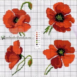 ​Вышиваем алые маки