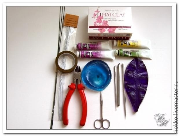 Лепка глицинии из полимерной глины: часть 1