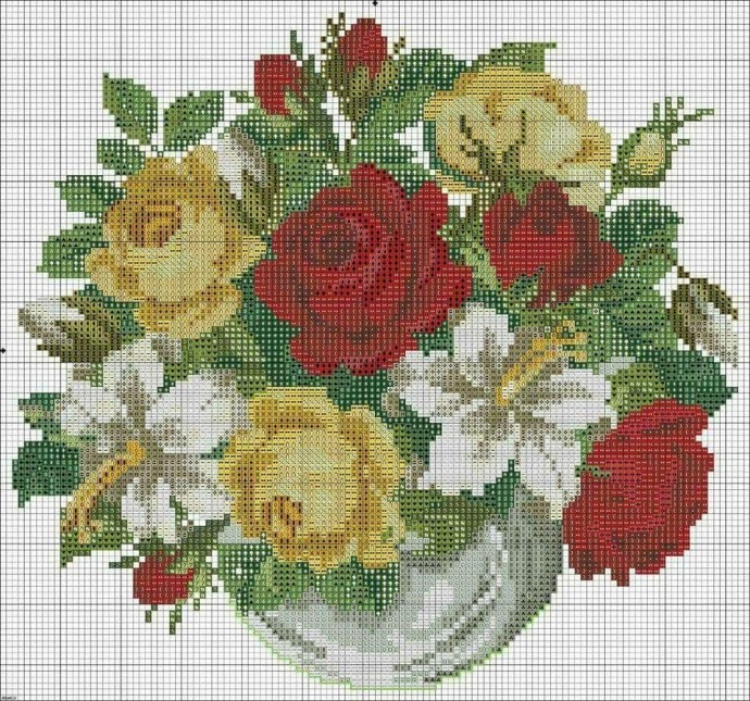 Вышиваем прекрасные букеты цветов