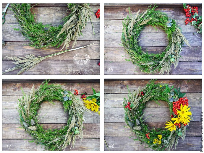 ​Создаем интерьерную композицию "Праздничный веночек": часть 2
