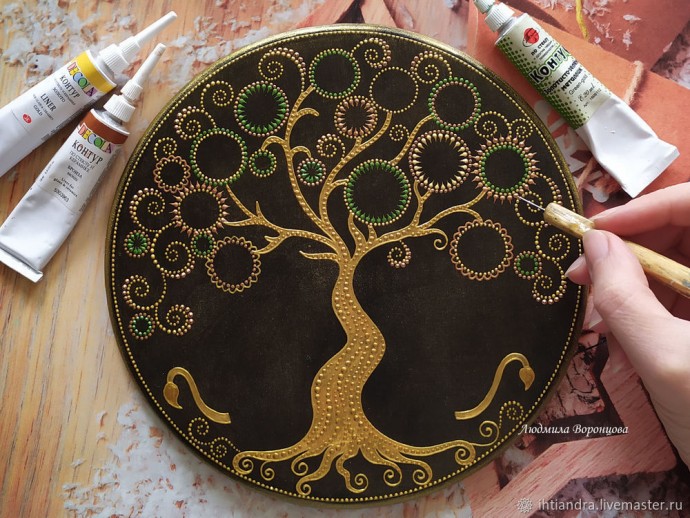 ​Создаём ключницу "Бычки и дерево изобилия": часть 2