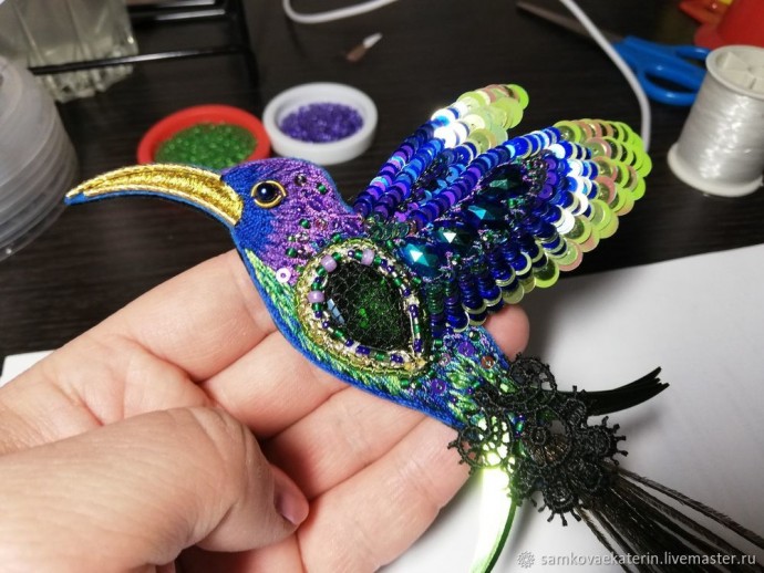 Делаем брошь "Колибри": часть 3