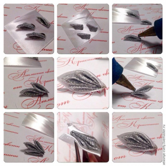 Делаем снежинку из атласной ленты в технике канзаши: часть 1