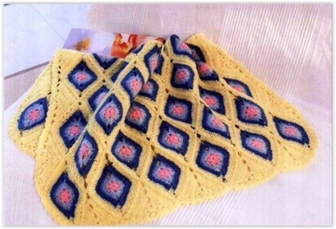 Плед из мотивов-ромбов