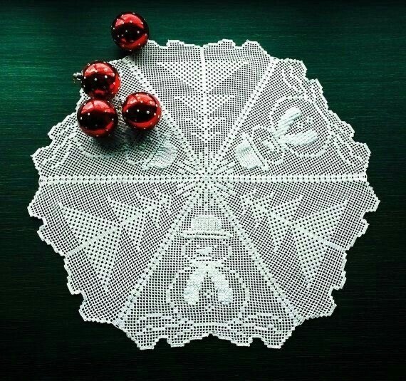 Салфетка с ёлкой и снеговиком Салфетка с ёлкой и снеговиком