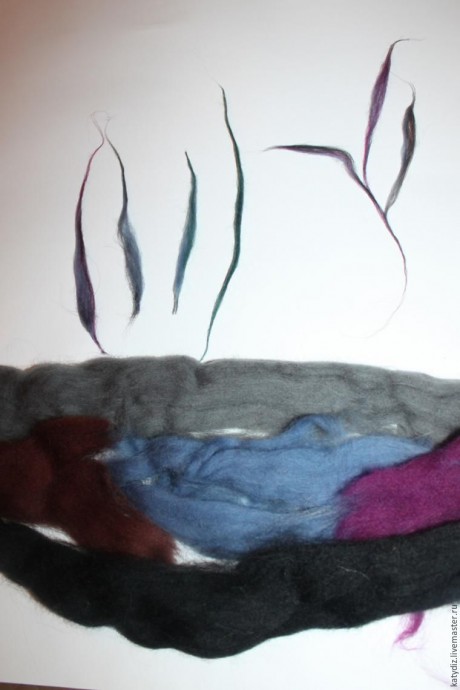 Создаем картину из шерсти "Закат на Крите": часть 2