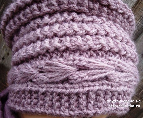 Шапочка "Боярыня" спицами