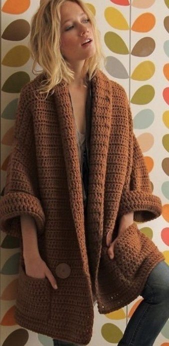 ​Объёмный кардиган крючком