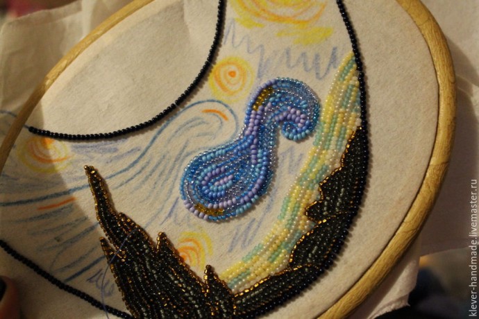 ​Создаем колье из бисера "Звездная Ночь": часть 3