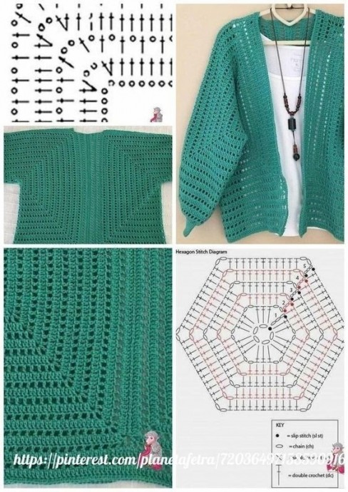 Кардиганы, которые из шестиугольников Кардиганы, которые из шестиугольников