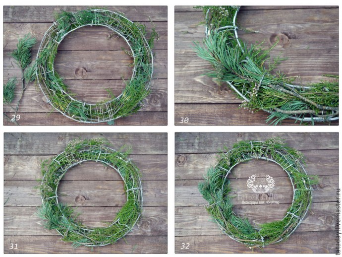 ​Создаем интерьерную композицию "Праздничный веночек": часть 2