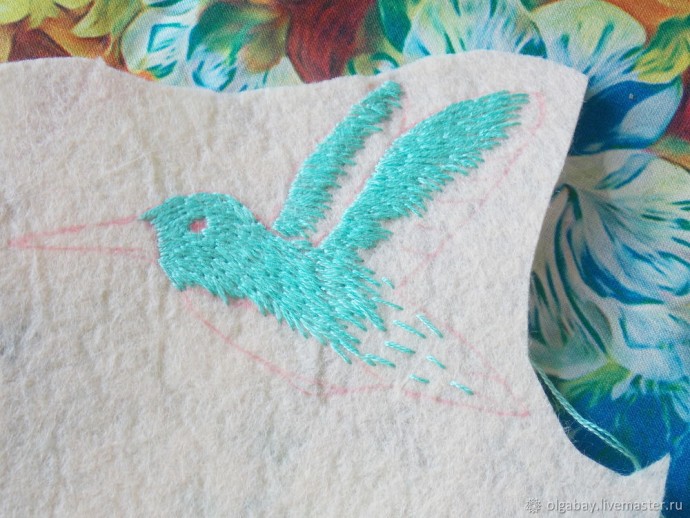 ​Брошь бирюзовая колибри: сочетание вышивки и бисера, часть 1