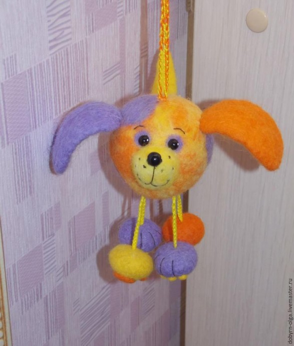 Позитивный пёс Шарик, выполненный в технике сухого и мокрого валяния: часть 5 Позитивный пёс Шарик, выполненный в технике сухого и мокрого валяния: часть 5