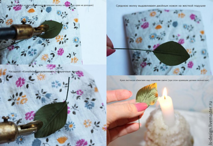 ​Шелковая бутоньерка роз: часть 4