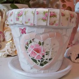 Декорируем цветочный горшок мозаикой из битой посуды: часть 1