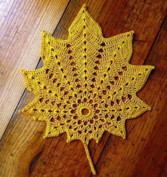 Осенний лист крючком